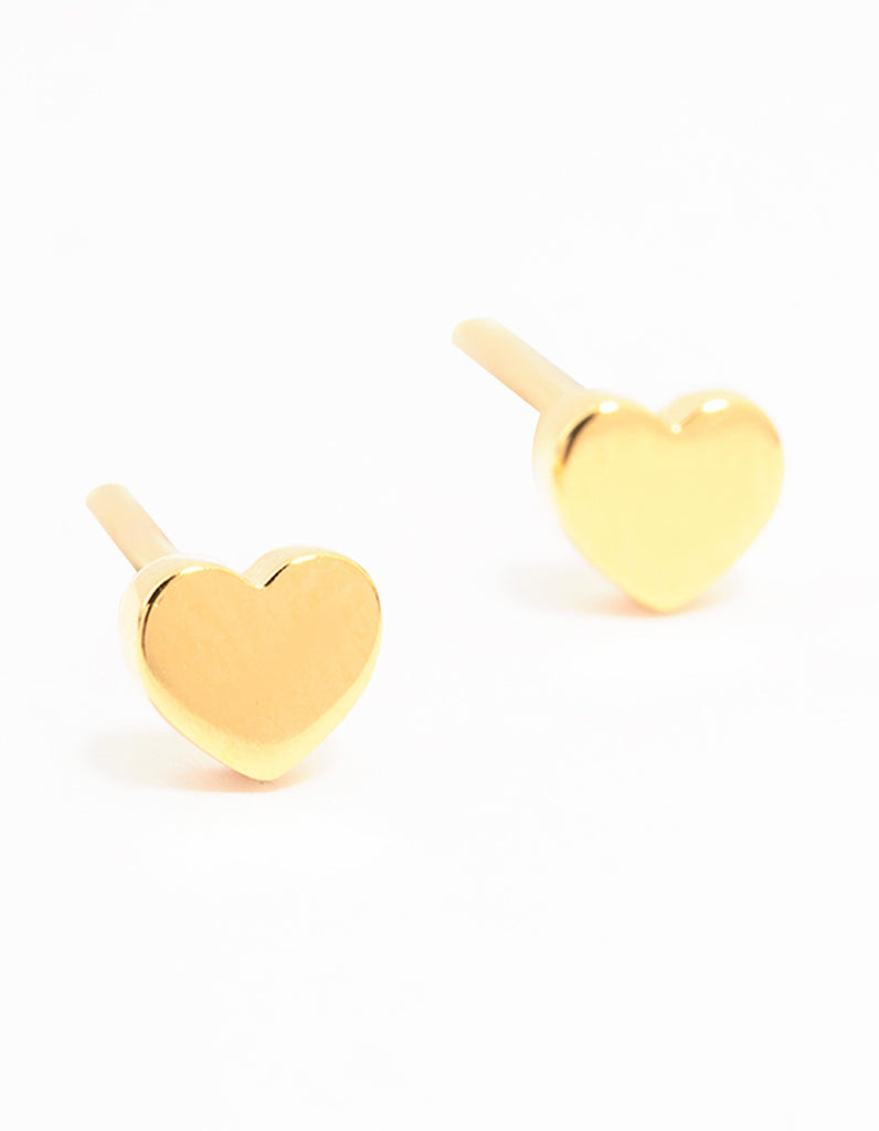 Gold Plated Sterling Silver Heart Stud Earrings