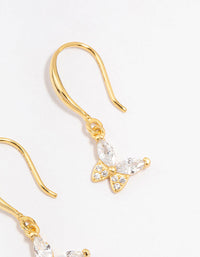 Gold Plated Sterling Silver Cubic Zirconia Butterfly Charm Earrings - link has visual effect only