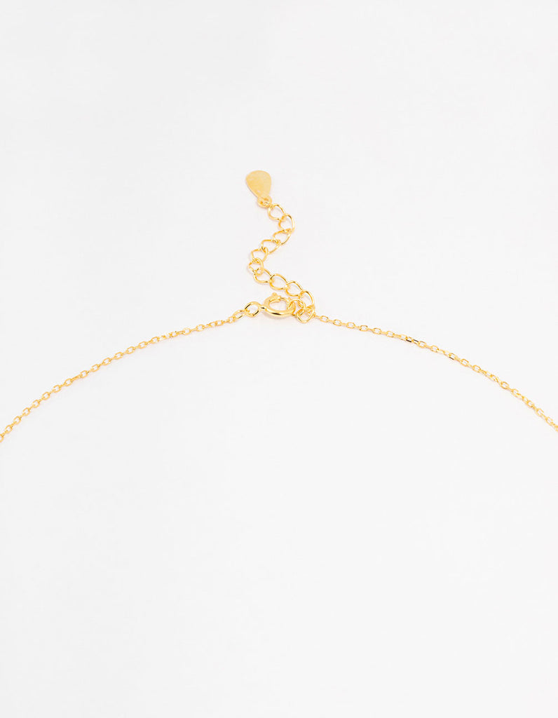 Gold Plated Sterling Silver Pave Link Extra Small Hoop Necklace