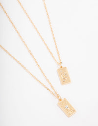 Gold Celestial Tag Pendant Necklace Pack - link has visual effect only