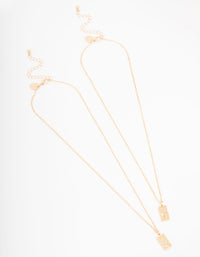 Gold Celestial Tag Pendant Necklace Pack - link has visual effect only