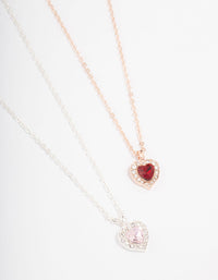 Gold & Silver Heart Halo Necklace Pack - link has visual effect only