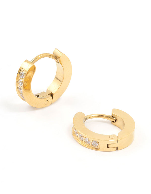 Gold Plated Surgical Steel Classic Cubic Zirconia Hoop Earrings