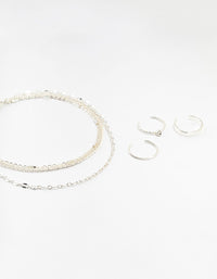 Silver Dumbell Anklet & Toe Rings Set - link has visual effect only