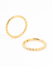 Gold Plated Surgical Steel Rope Sleeper Earrings 10 MM - link has visual effect only