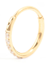 Gold Plated Surgical Steel Pave Band Clicker Ring - link has visual effect only