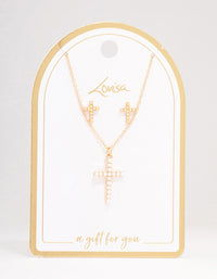 Gold Pearl Cross Jewellery Set - link has visual effect only