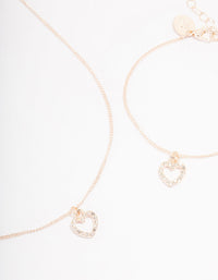 Rose Gold Heart Diamante Jewellery Set - link has visual effect only