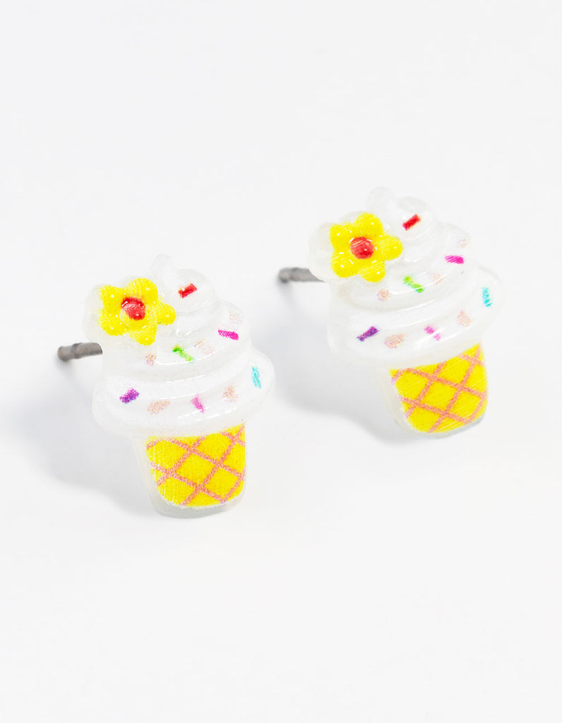 Plastic Ice cream Cone Stud Earrings