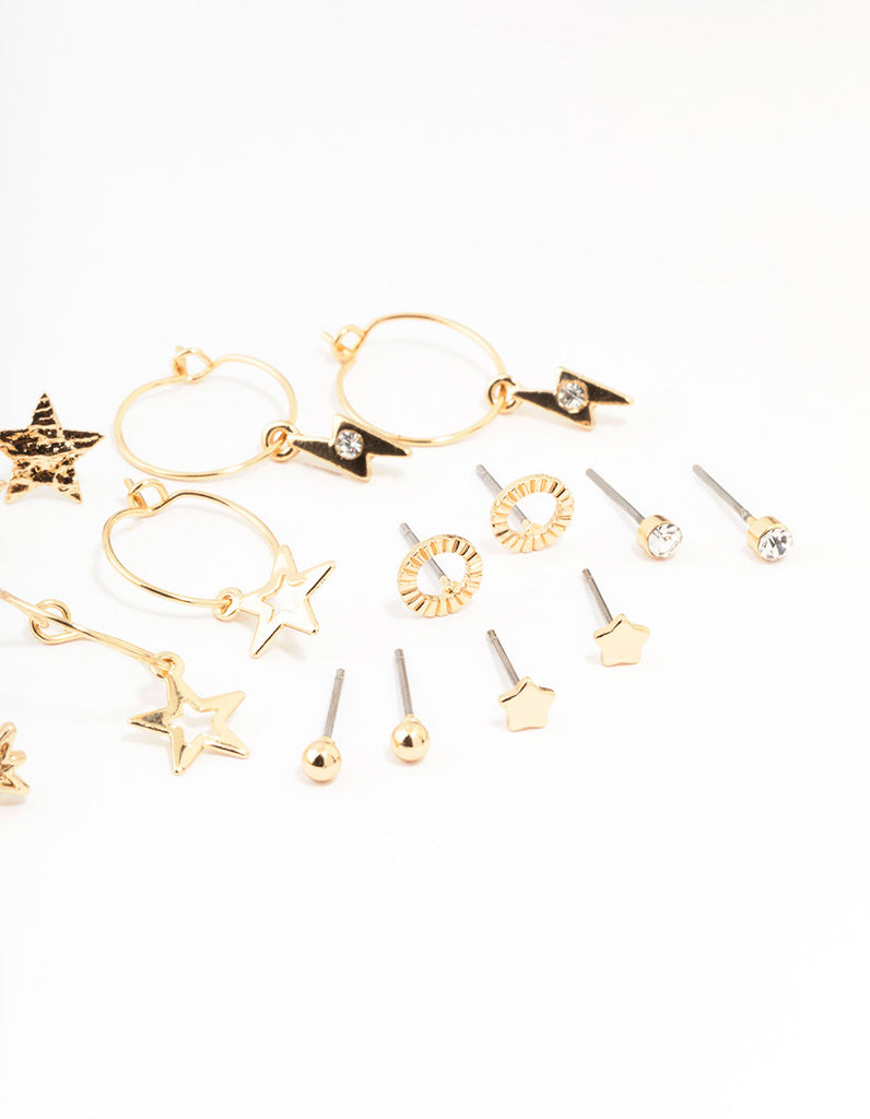 Gold Celestial Cross Earrings 12-Pack