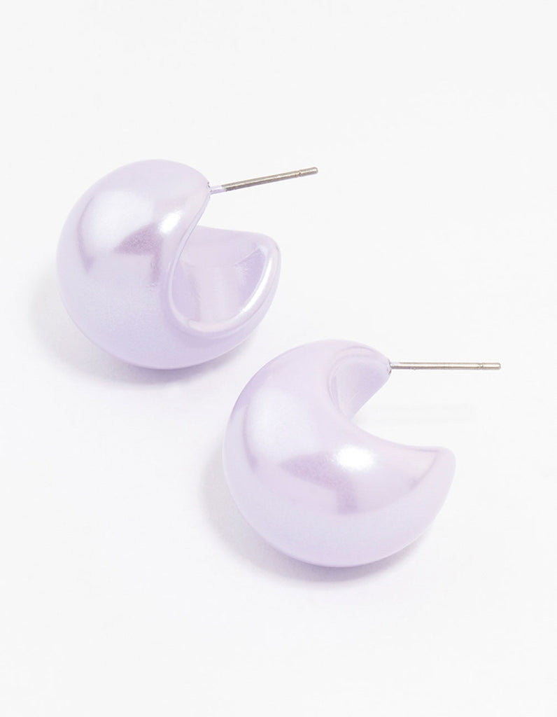 Pastel Purple Coated Bubble Hoop Earrings