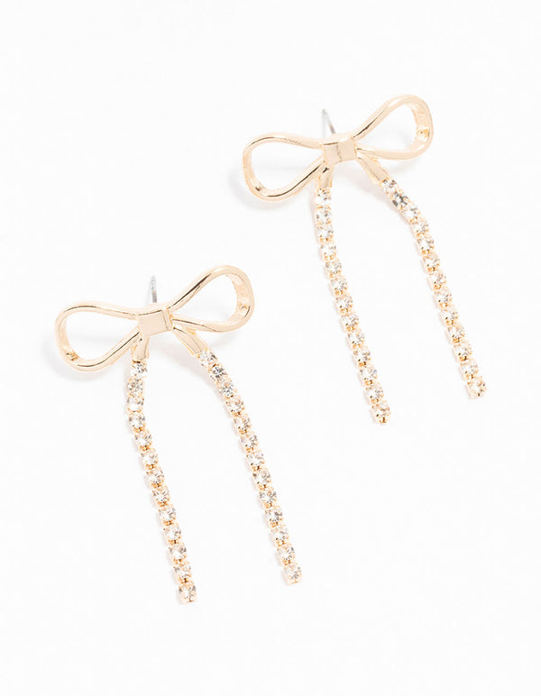 Gold Bow Cup Chain Drop Earrings - Lovisa