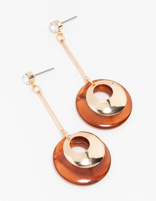 Gold Marble Doughnut Drop Earrings