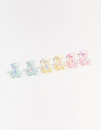 Holographic Teddy Stud Earrings 3-Pack - link has visual effect only