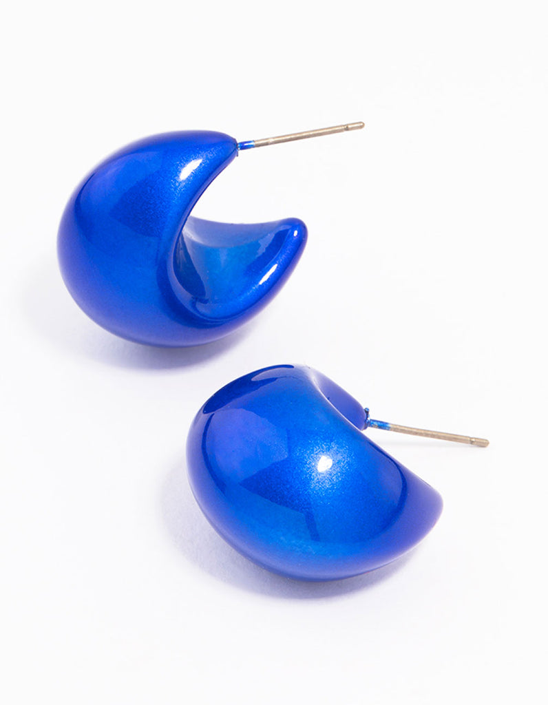 Blue Coated Bubble Hoop Earrings