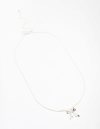 Silver Pearl Bow Necklace - link has visual effect only