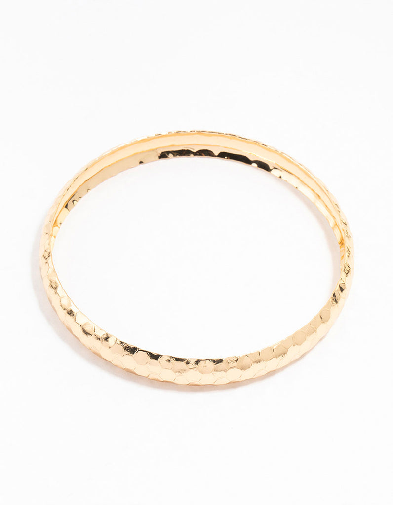 Gold Thin Hammered Bangle