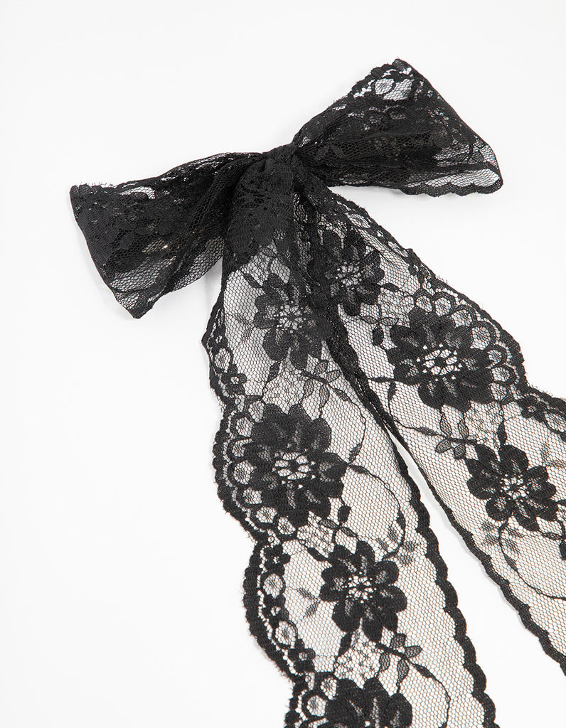 Medium Lace Fabric Bow Clip