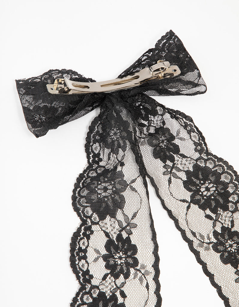 Medium Lace Fabric Bow Clip