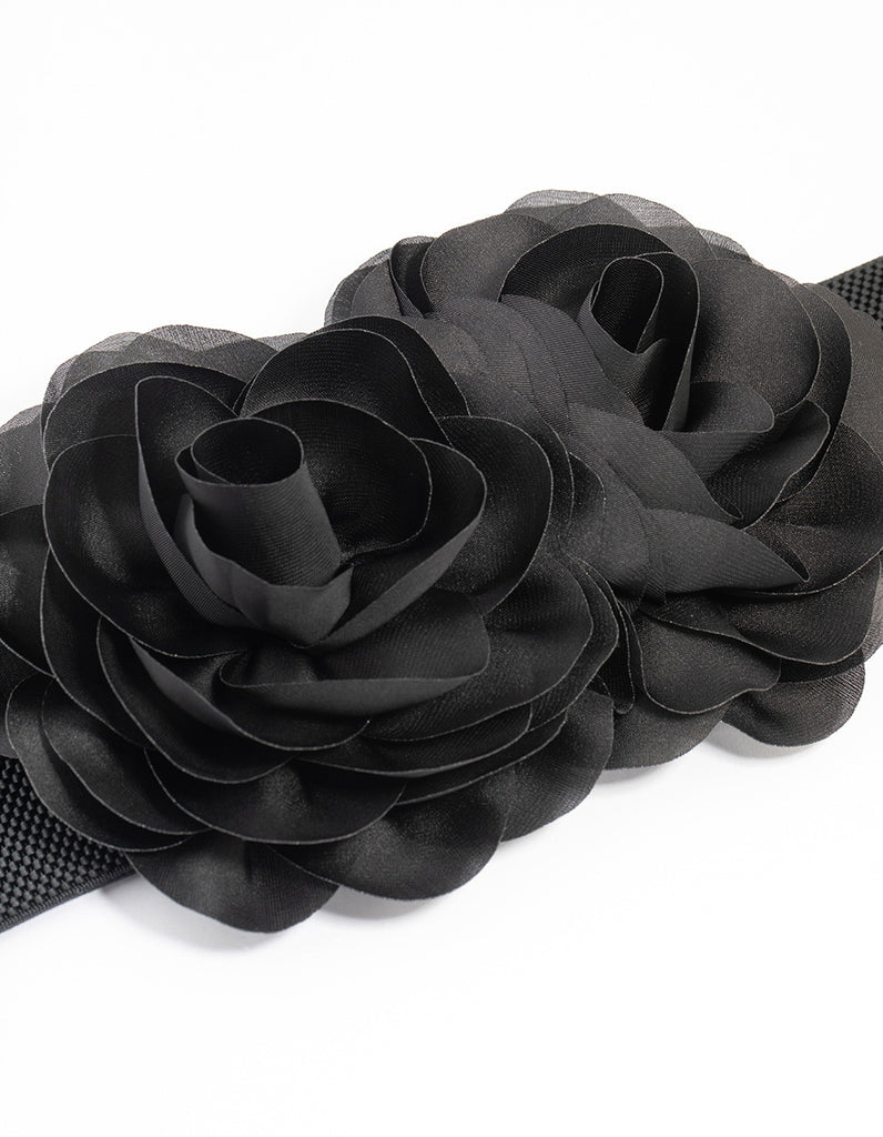 Adjustable Fabric Flower Stretch Belt