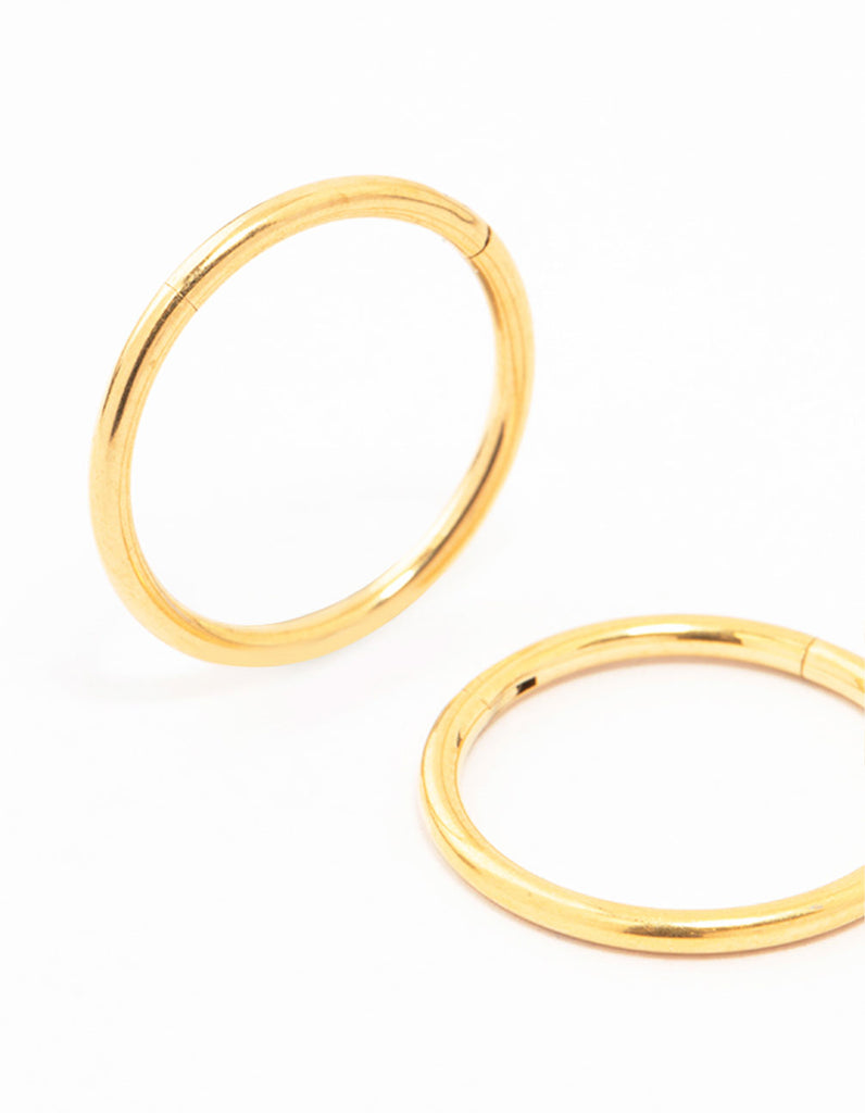 Gold Plated Titanium Sleeper Earrings 12 MM