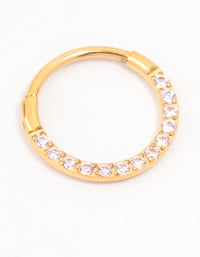 Gold Plated Titanium Cubic Zirconia Clicker Ring - link has visual effect only