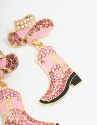 Pink Cowgirl Boot & Hat Earrings - link has visual effect only