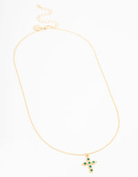 Gold Plated Diamante Round Cross Necklace - link has visual effect only