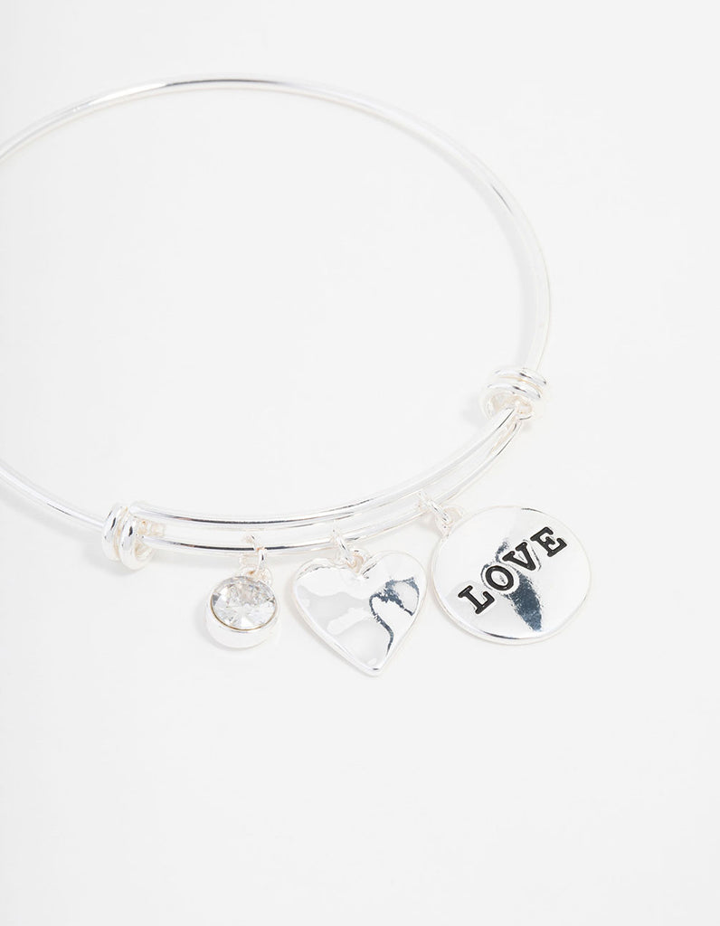 Silver Plated Disc Charm Bangle