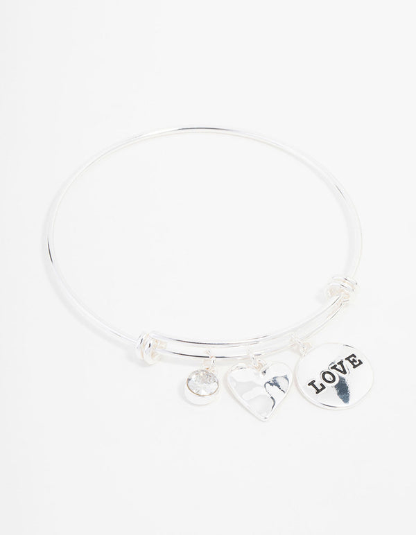 Silver Plated Disc Charm Bangle