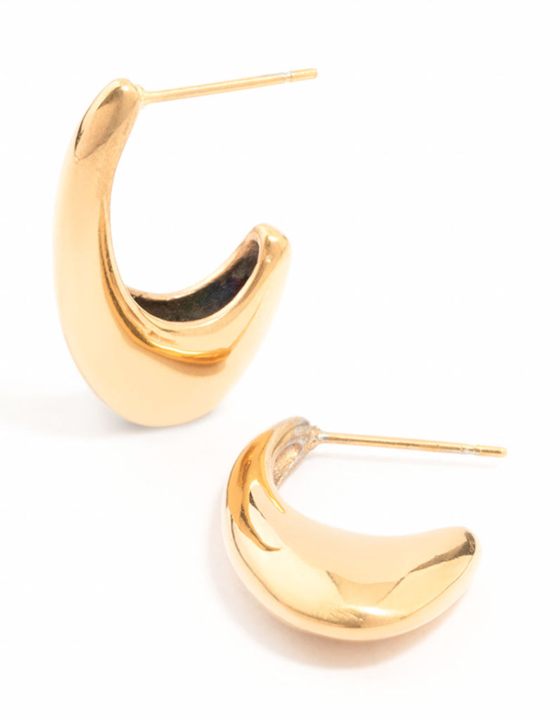 Gold Plated Stainless Steel Oval Hoop Earrings