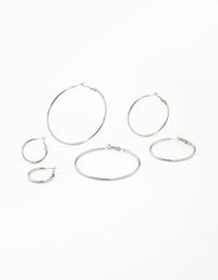 Stainless Steel Thin Hoop Earrings 3-Pack - link has visual effect only