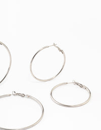 Waterproof Stainless Steel Thin Hoop Earrings 3-Pack - link has visual effect only