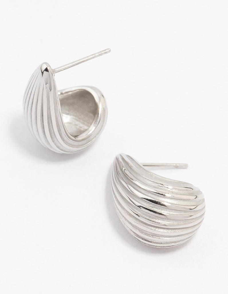 Stainless Steel Ribbed Bubble Drop Earrings