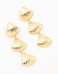 Gold Plated Stainless Steel Shell Drop Earrings - link has visual effect only