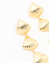 Gold Plated Stainless Steel Shell Drop Earrings - link has visual effect only