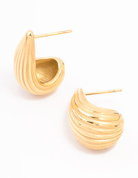 Waterproof Gold Plated Stainless Steel Small Ribbed Bubble Drop Earrings - link has visual effect only