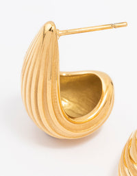 Gold Plated Stainless Steel Small Ribbed Bubble Drop Earrings - link has visual effect only