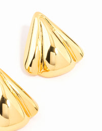 Waterproof Gold Plated Stainless Steel Fan Triangle Stud Earrings - link has visual effect only