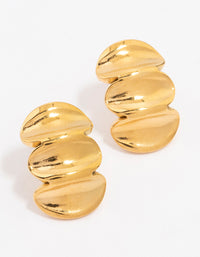 Waterproof Gold Plated Stainless Steel Textured Stud Earrings - link has visual effect only