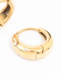 Gold Plated Stainless Steel Surgical Steel Crystal Huggie Hoop Earrings - link has visual effect only