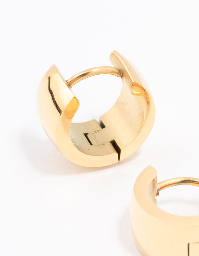 Gold Plated Stainless Steel Huggie Hoop Earrings