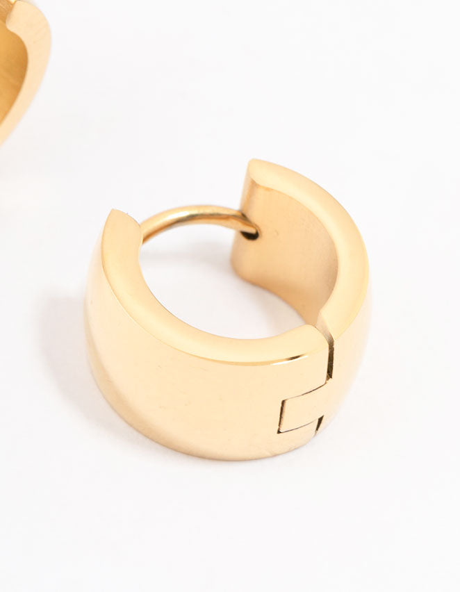 Gold Plated Stainless Steel Huggie Hoop Earrings