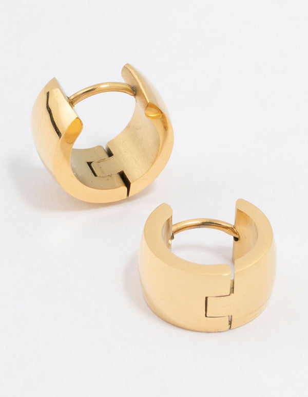 Gold Plated Stainless Steel Huggie Hoop Earrings