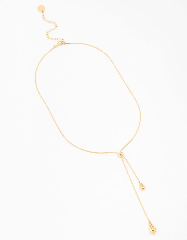 Gold Plated Surgical Steel Pull Through Lariat Necklace