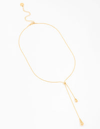 Waterproof Gold Plated Stainless Steel Pull Through Lariat Necklace - link has visual effect only