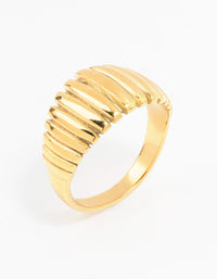 Waterproof Gold Plated Stainless Steel Crescent Cocktail Ring - link has visual effect only