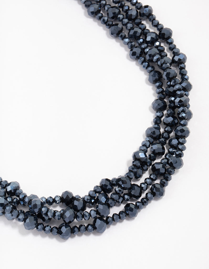 Midnight Rhodium Cord Choker Necklace