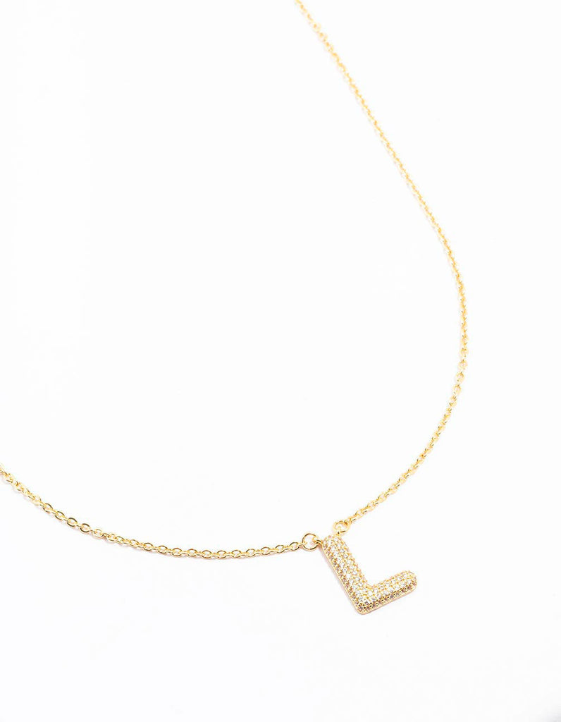 Gold Plated Pave Letter Necklace