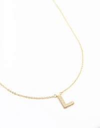 Gold Plated Pave Letter L Necklace - link has visual effect only